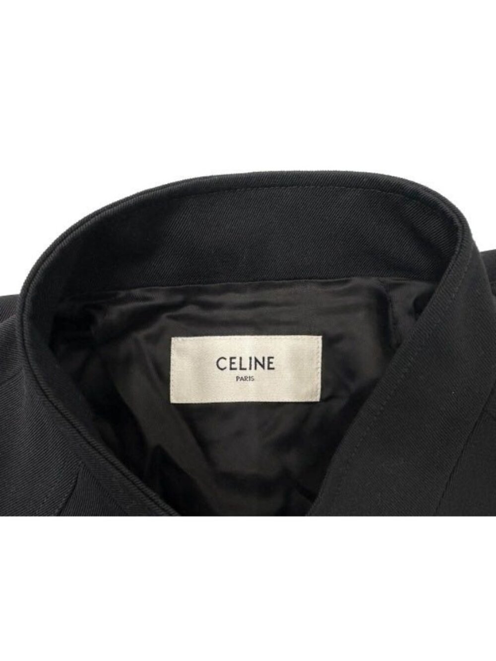 Celine Triomphe Jacket Gabardine Logo Embroidery Wool 54 Black - Picture 6 of 7
